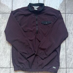 LL Bean Kid XL Red/Black Check Long Sleeve Jacket NylonPoly Blend 1/4 Zip Logo